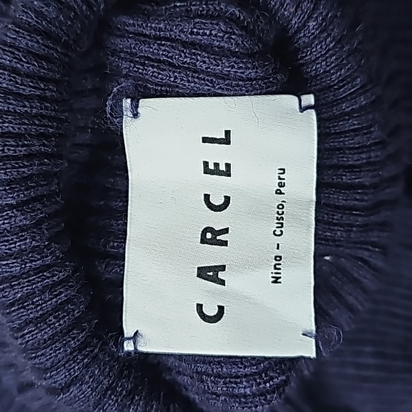 Carcel Turtleneck Alpaca Wool Sweater in Navy - Picture 3 of 4